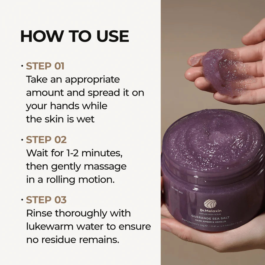 Glowtone Perfume Body Scrub Duo – Dark Amber & Vanilla + Coral Rose (Guerande Sea Salt)